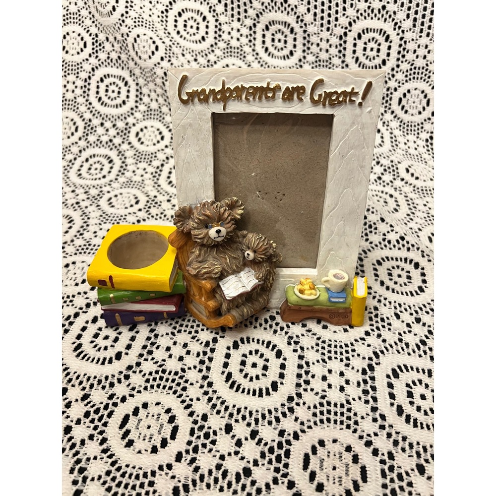 Vintage Resin Teddy Bear Grandparents Picture Frame | Nursery